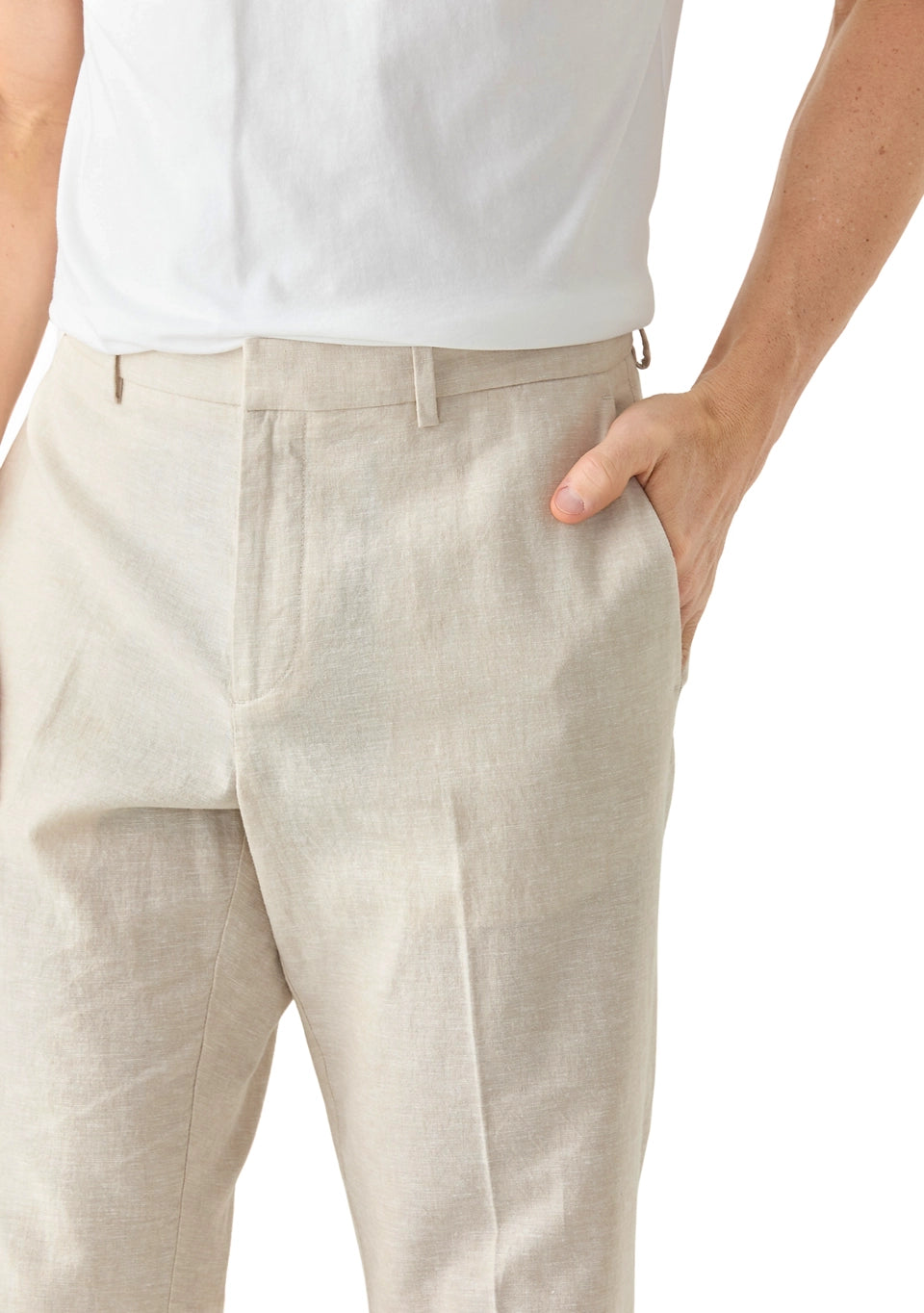 Perry Ellis Men's Classic-Fit Linen Pants  Natural Linen W36xL30