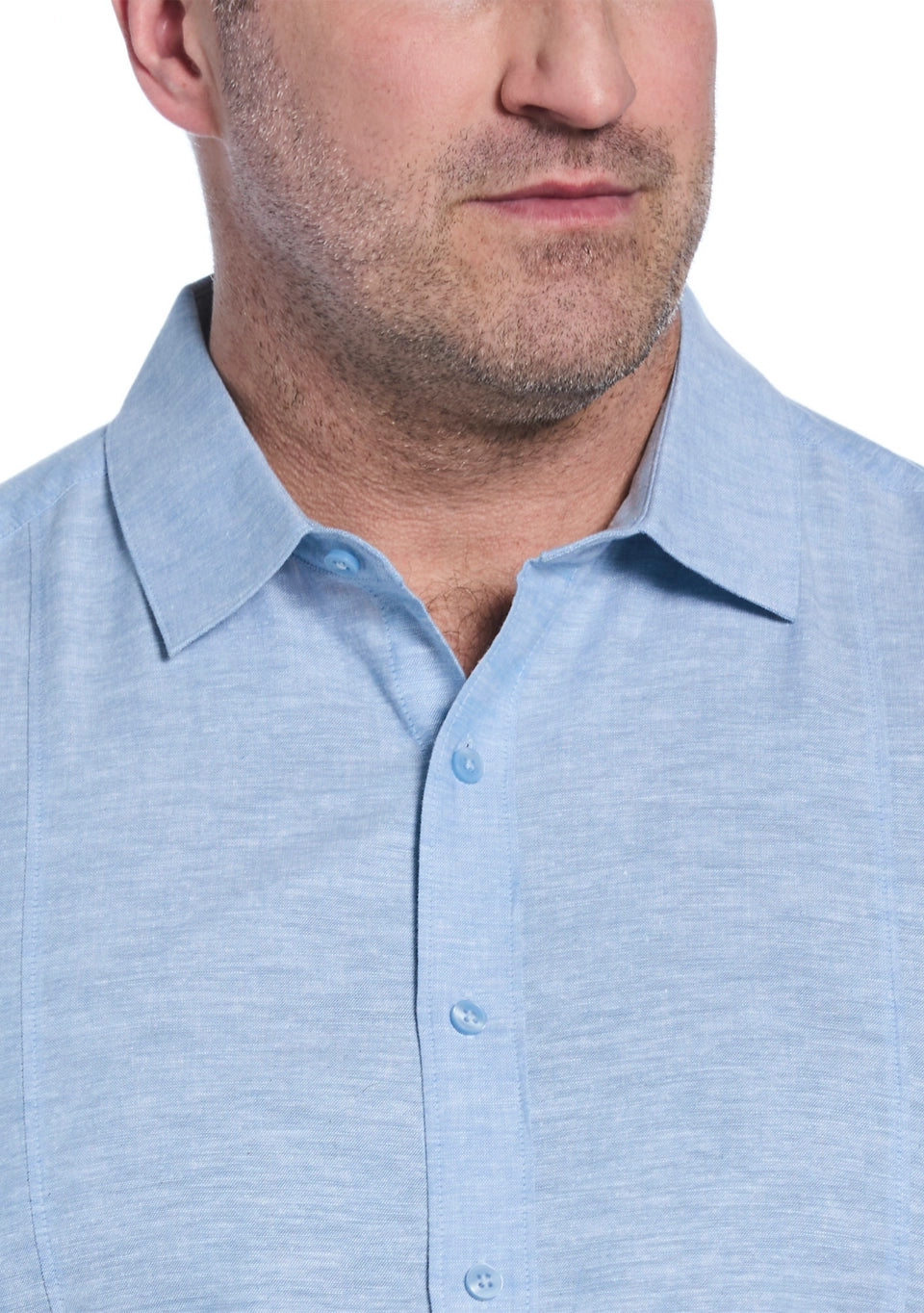 Cubavera Men's Big Tall Linen Blend Tuck Print Shirt  Parisian Blue Size 2XLT