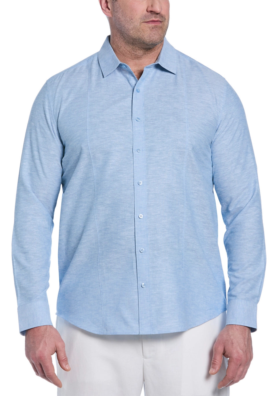 Cubavera Men's Big Tall Linen Blend Tuck Print Shirt  Parisian Blue Size 2XLT