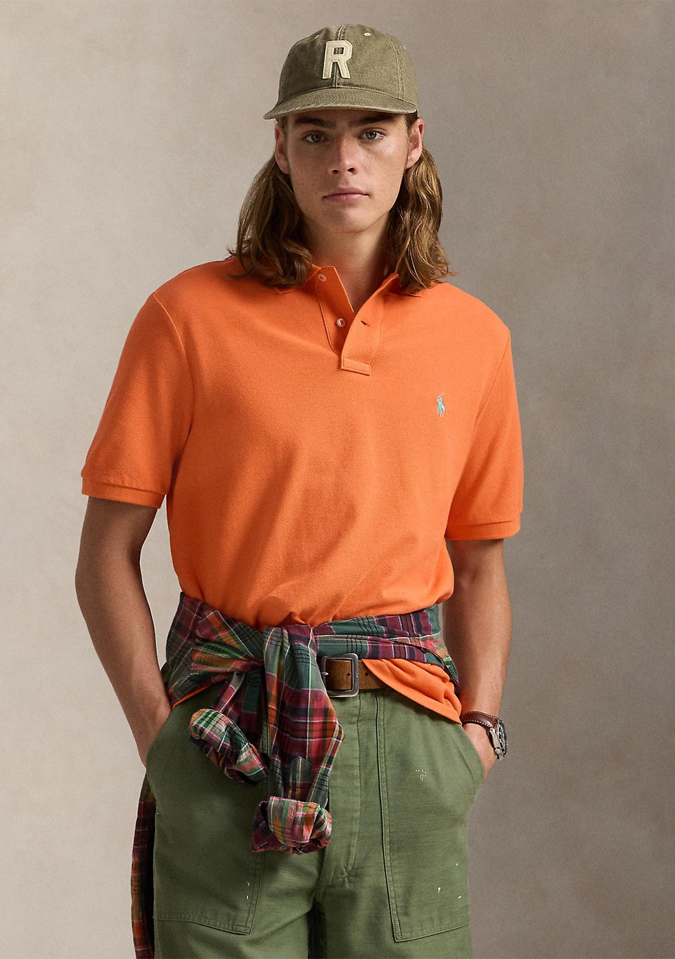 Polo Ralph Lauren Men's Classic-Fit Mesh Polo Shirt  Bright Signal Orange Size XL