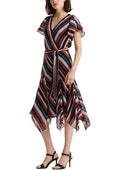 Lauren Ralph Lauren Women's Blanket-Stripe Georgette Dress Color Polo Black Multi Size 0