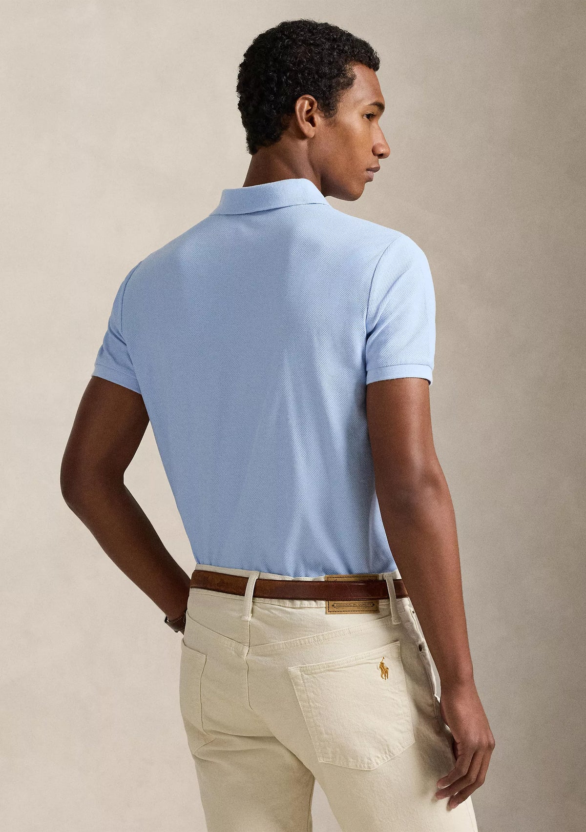 Polo Ralph Lauren Men's Custom Slim-Fit Mesh Polo Shirt  Sky Blue Size XS