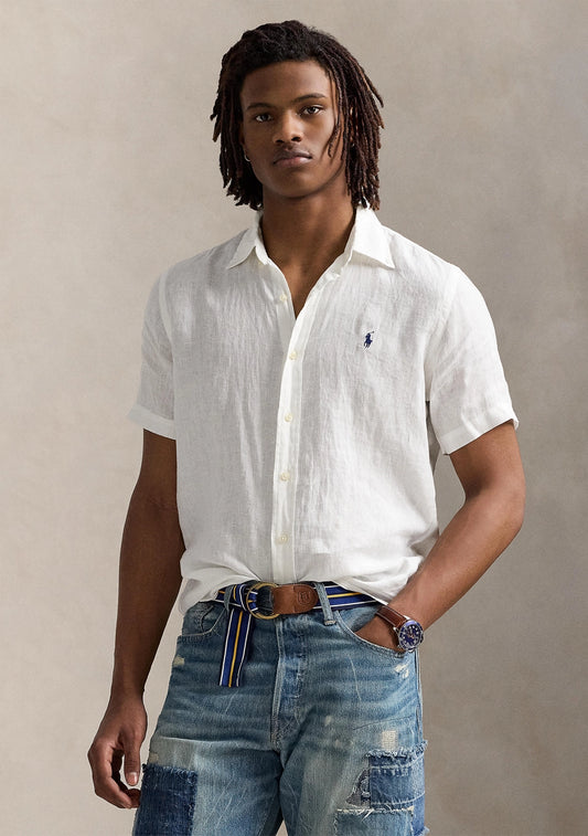 Polo Ralph Lauren Men's Short-Sleeve Linen Button Down Shirt  White Size 2XL