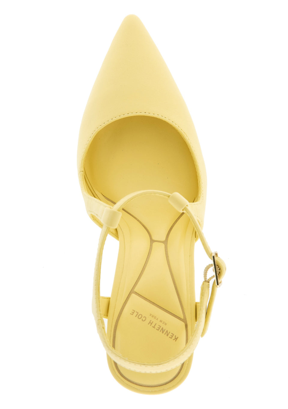 Kenneth Cole New York Women's Romi Ankle Slingback Pumps  Yellow Leather Size 5.5