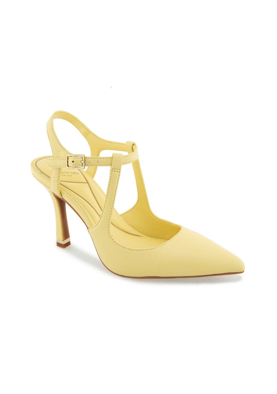 Kenneth Cole New York Women's Romi Ankle Slingback Pumps  Yellow Leather Size 5.5