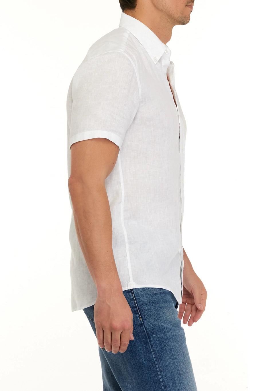 Michael Kors Men's Slim-Fit Yarn-Dyed Linen Shirt  White Size 2XL