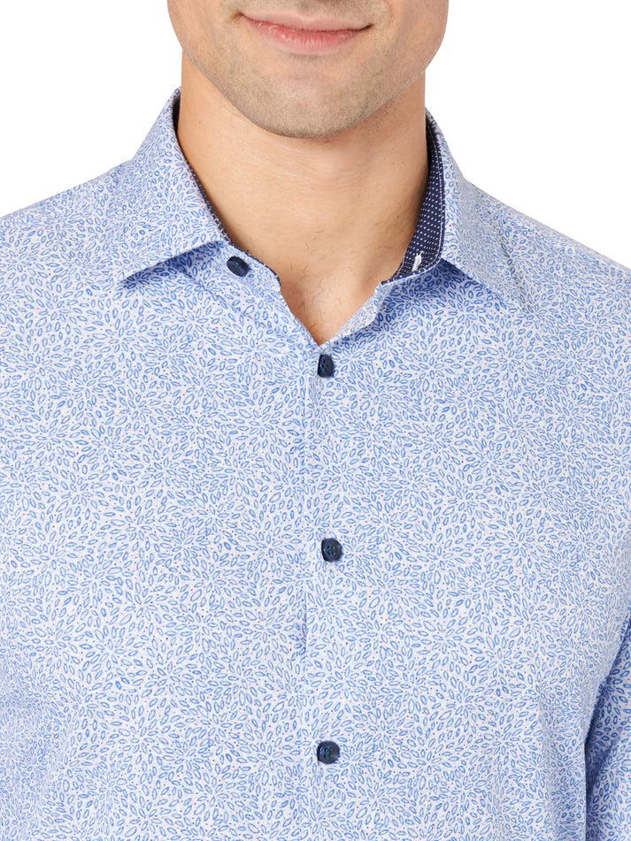 ConStruct Men's Slim-Fit Performance Floral Dress Shirt  Blue 18/18.5 36/37