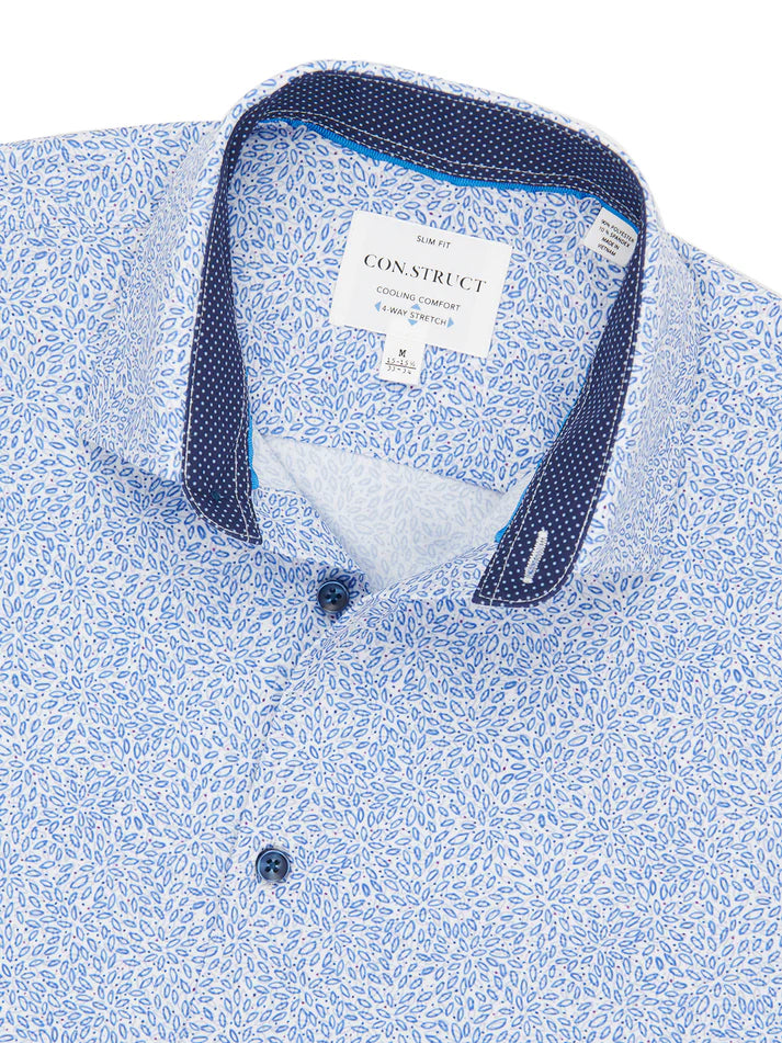 ConStruct Men's Slim-Fit Performance Floral Dress Shirt  Blue 18/18.5 36/37