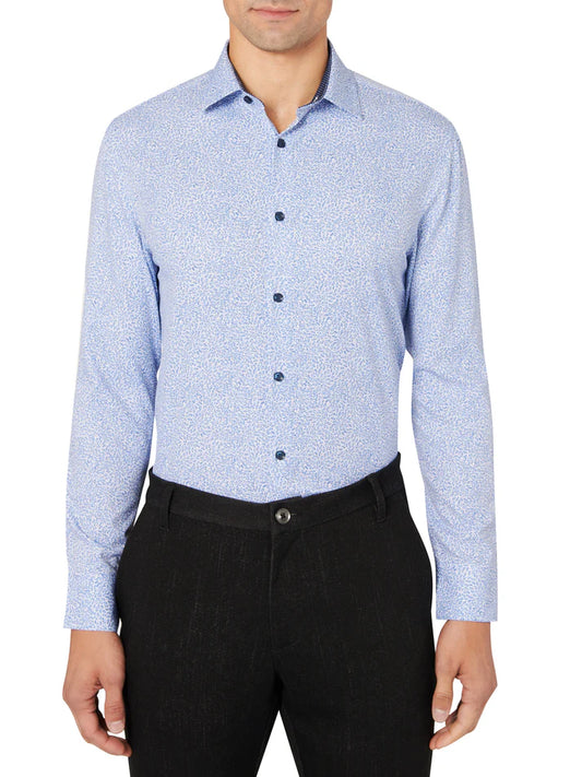 ConStruct Men's Slim-Fit Performance Floral Dress Shirt  Blue 18/18.5 36/37