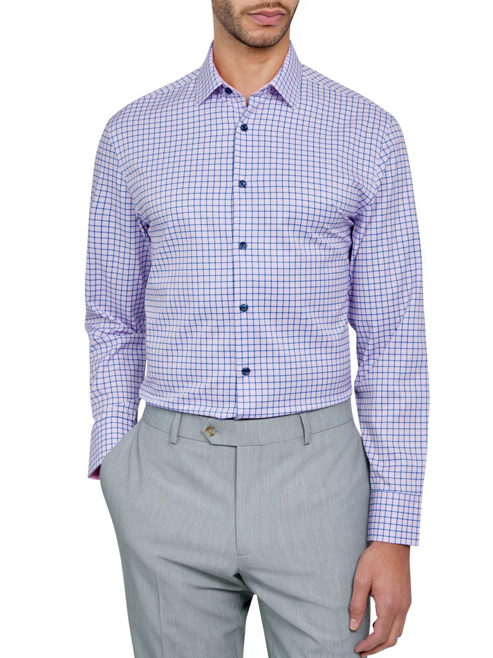 ConStruct Men's Slim-Fit Check Dress Shirt  Pink 14/14.5 32/33