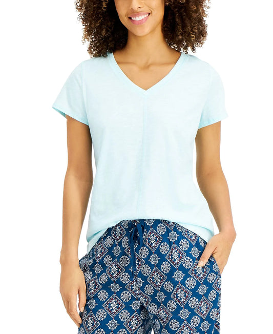 Charter Club Women's V-neck Sleep T-Shirt  Color Blue Light Size L