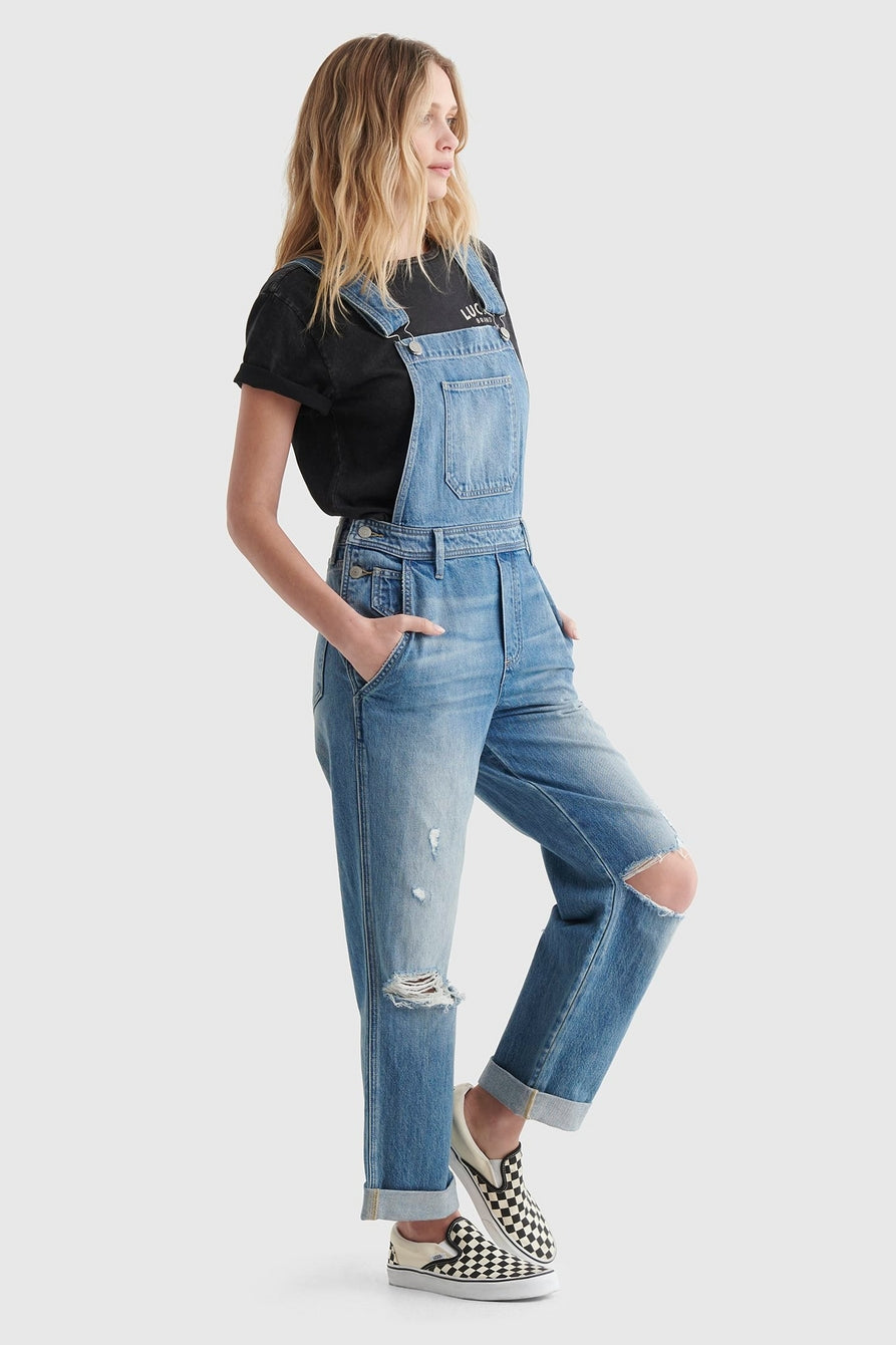 Lucky Brand Women's Denim Boyfriend Overall  Color Mercury Dest Size S