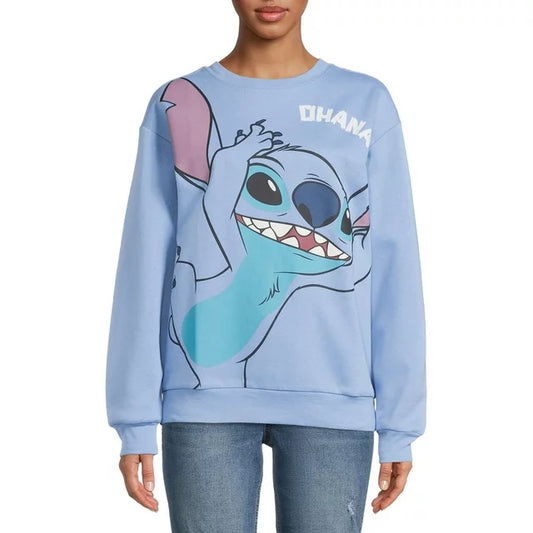 Disney Juniors Stitch Ohana Means Family Sweatshirt  Color Blue Size L