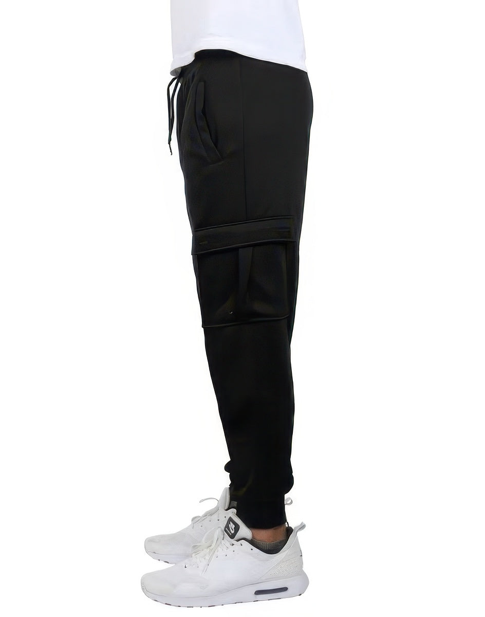 Blue Ice Men's Heavyweight Fleece-Lined Cargo Jogger Sweatpants  Black Size XL