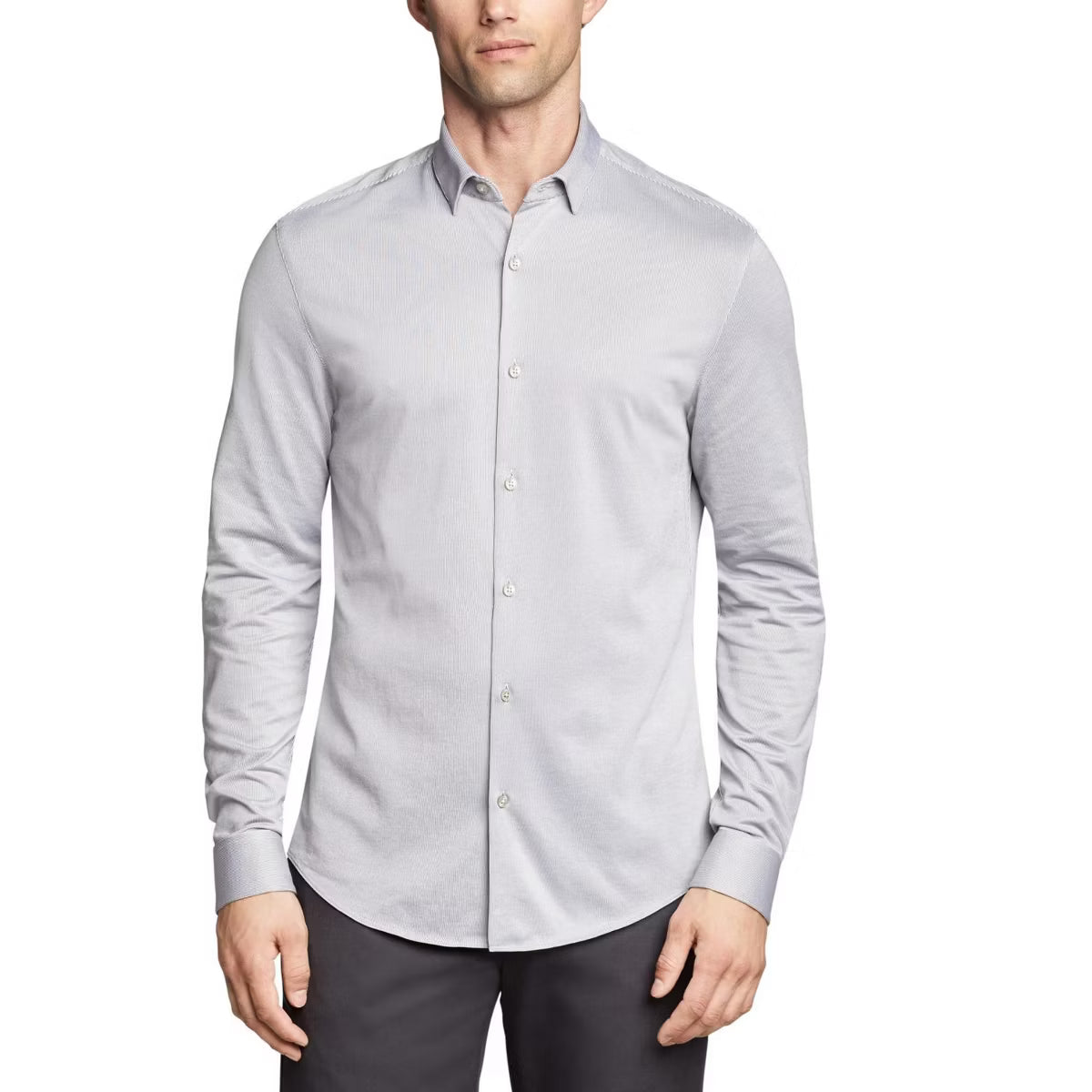 Calvin Klein Men's Extra Slim Wicking Stretch Dress Shirt Gray Size XS