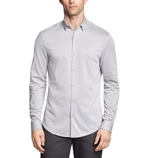 Calvin Klein Men's Extra Slim Wicking Stretch Dress Shirt Gray Size XS