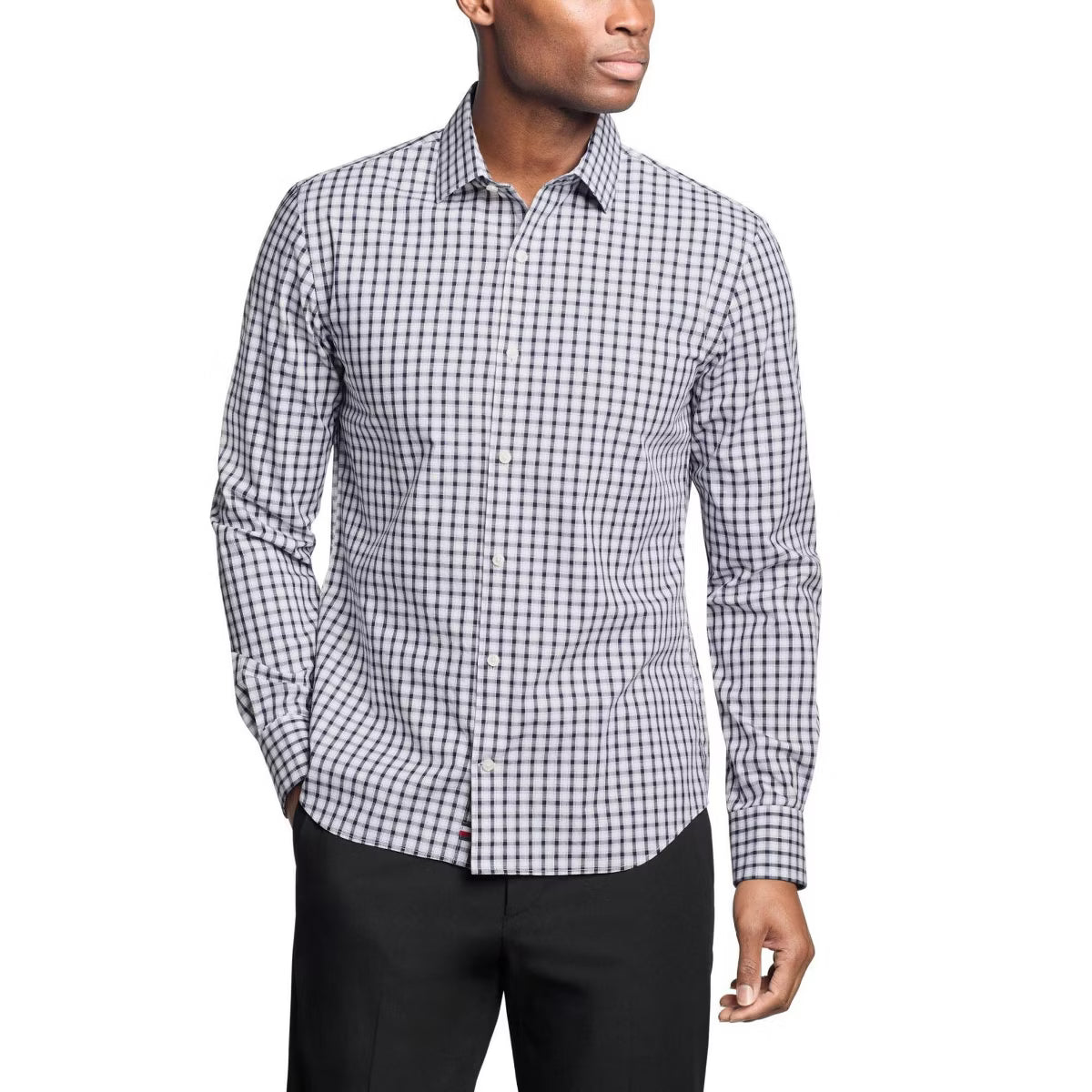 Tommy Hilfiger Men's THFlex Regular-Fit Button Down Dress Shirt  Indigo Blue 14/14.5 34/35