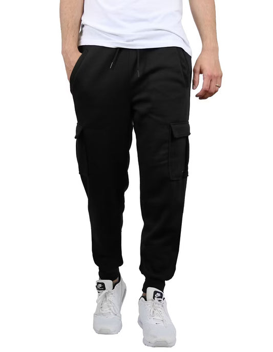 Blue Ice Men's Heavyweight Fleece-Lined Cargo Jogger Sweatpants  Black Size XL