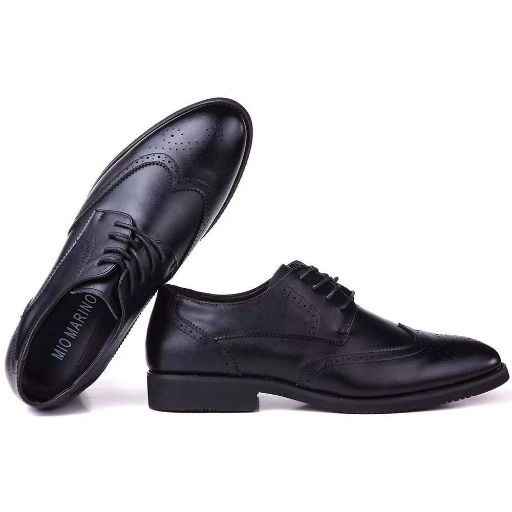 Mio Marino Men's Speckled Wingtip Laced Dress Shoes  Color Black Size 10.5M