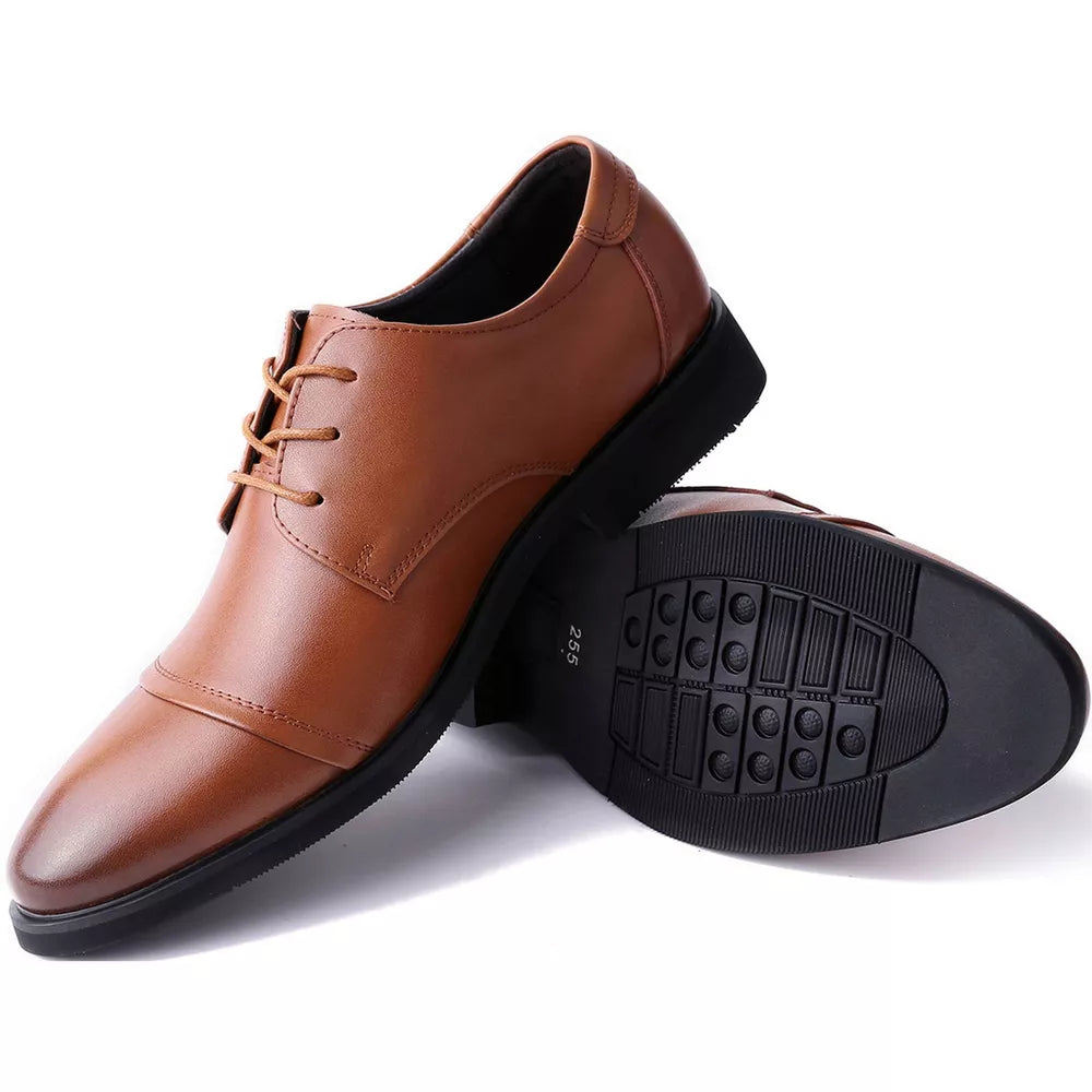 Mio Marino Men's Standard Toe Laced Dress Shoes  Color Tan Size 8