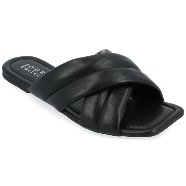 Journee Collection Women's Divyah Tru Comfort Foam Sandals  Color Black Size 9.5M