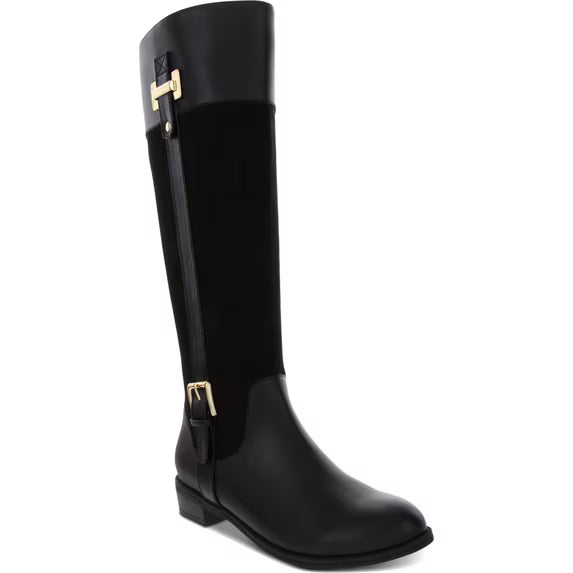 Karen Scott Women's Deliee2 Knee-High Riding Boots   Black PU Size 6.5