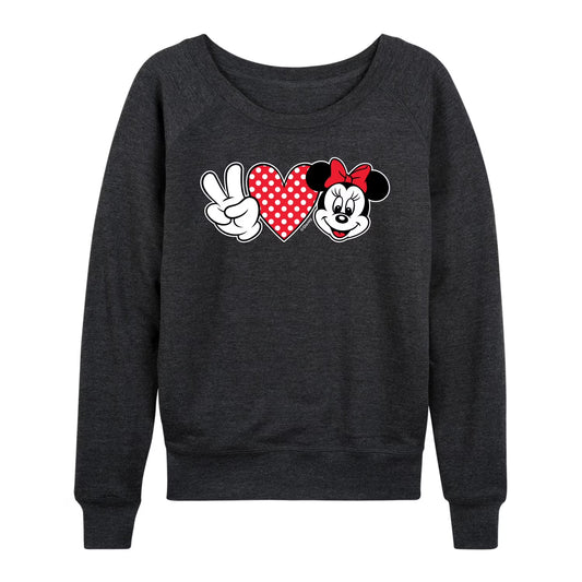 DISNEY Women's Plus Peace Love Minnie French Terry Pullover  Charcoal Size 2XW (No Tag)