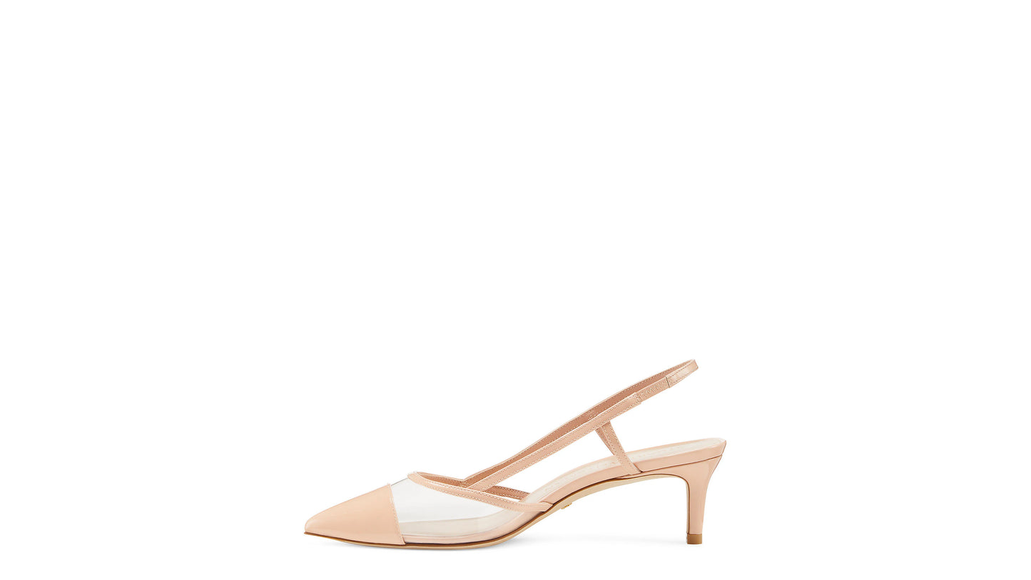 Stuart Weitzman Mondrian 50 Slingback Pump Color Poudre/Clear Size EU 36/US 5.5B