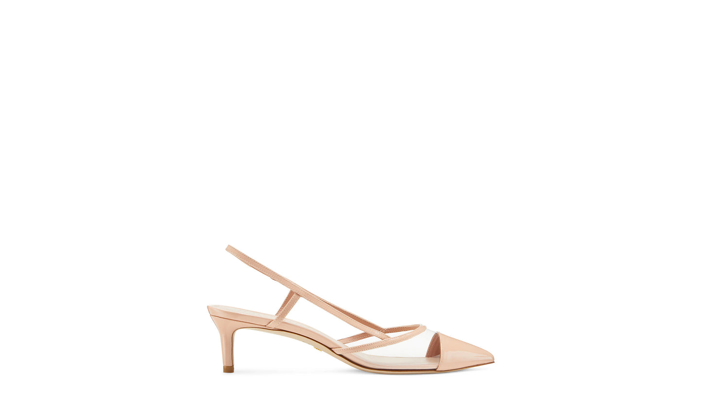 Stuart Weitzman Mondrian 50 Slingback Pump Color Poudre/Clear Size EU 36/US 5.5B