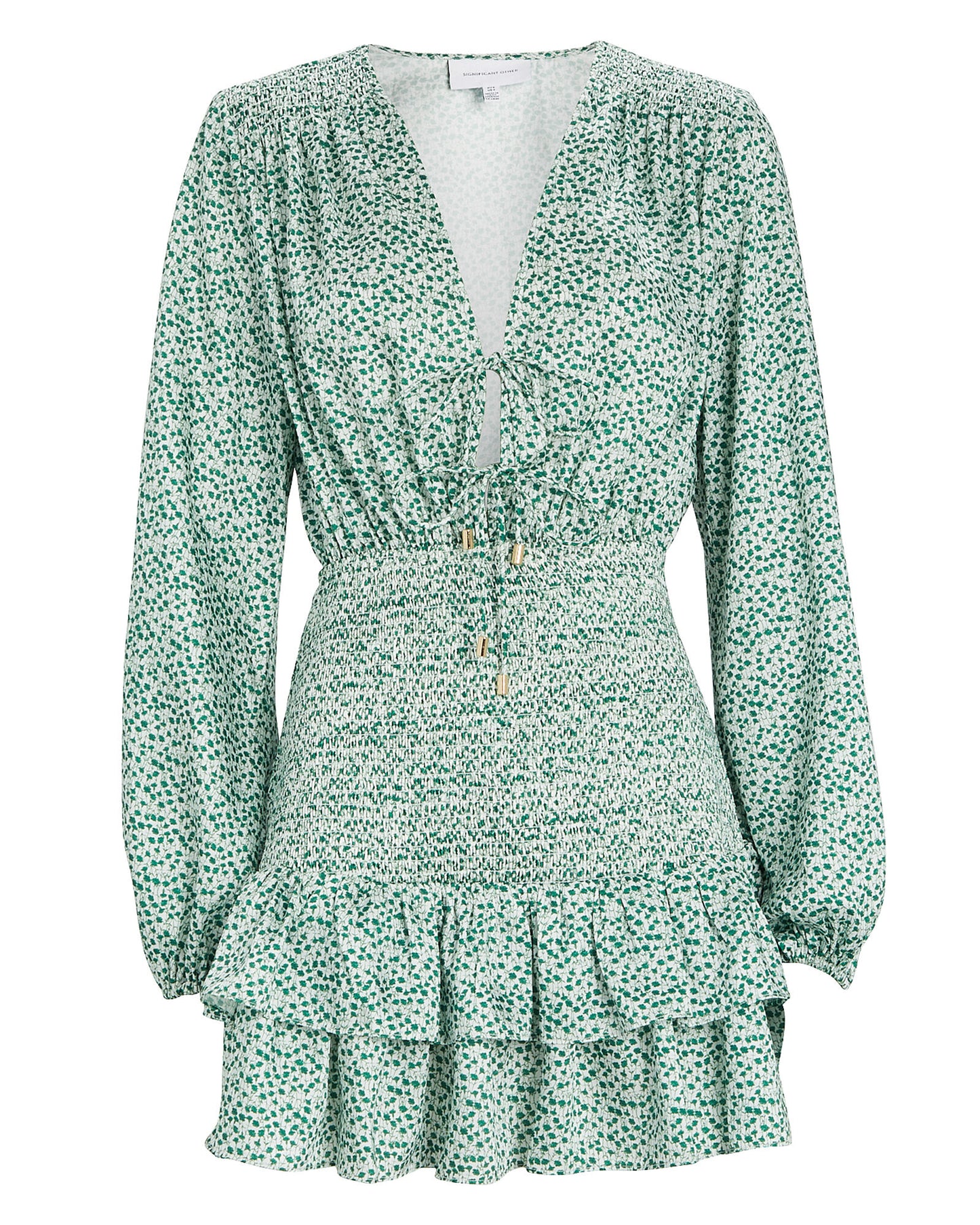 Significant Other Women's Hedi Smocked Mini Dress  Color Green Floral Size 2