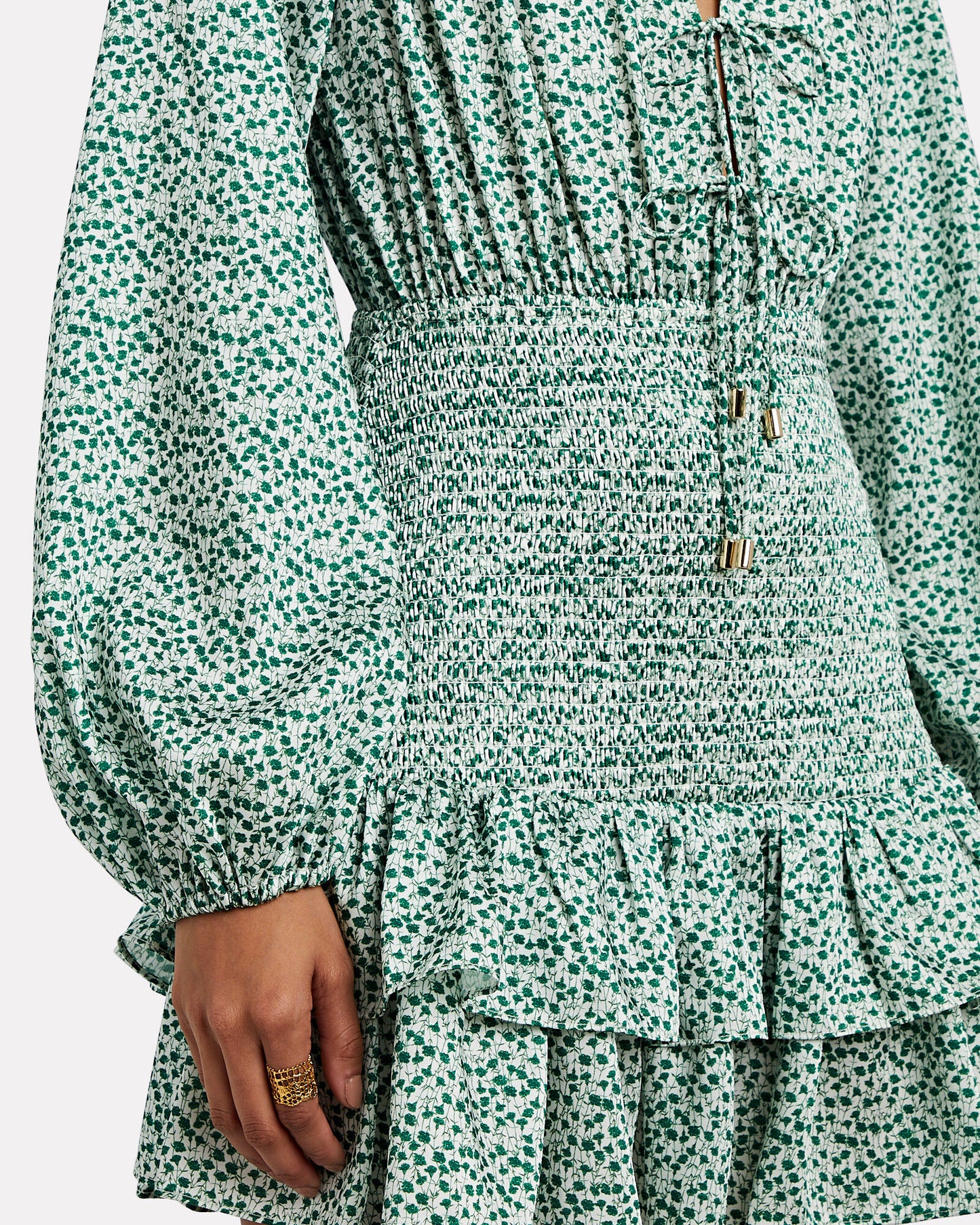 Significant Other Women's Hedi Smocked Mini Dress  Color Green Floral Size 2