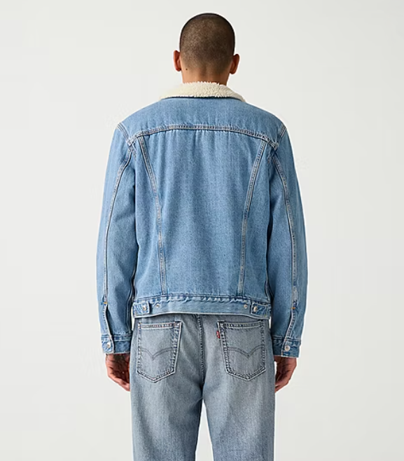 Levis Men's Sherpa Denim Trucker Jacket  Light Stonewash Size XS