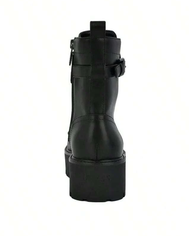 GUESS Women's Vaires Lug Sole Lace Up Combat Booties  Black Size 9.5