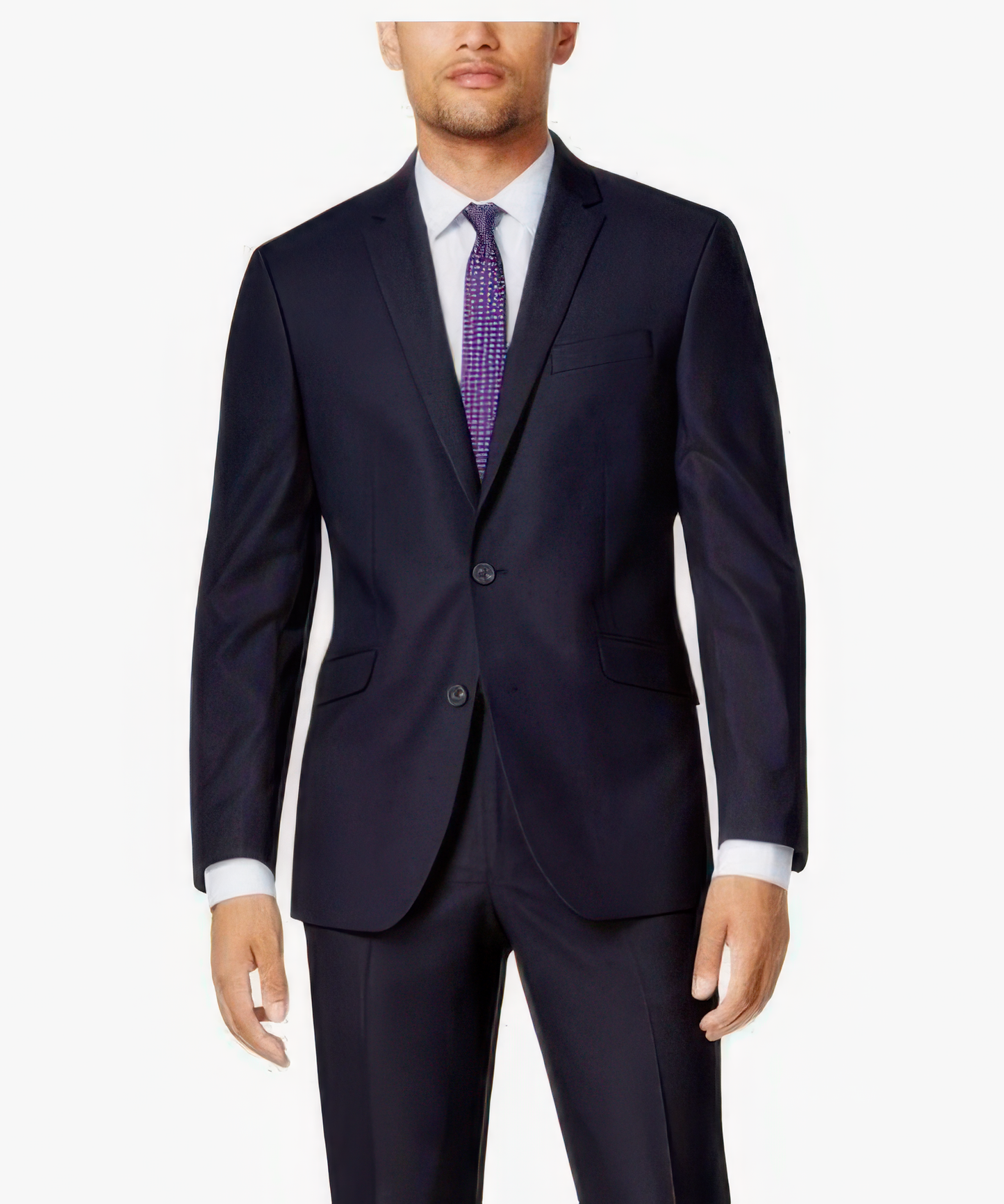 Kenneth Cole Reaction Men's Slim-Fit Gunmetal Basket Suit Jacket  Navy Solid Size 40L