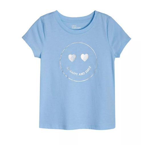 Epic Threads Little Girls Smiley Graphic T-Shirt  Color Spacious Sky Size 5