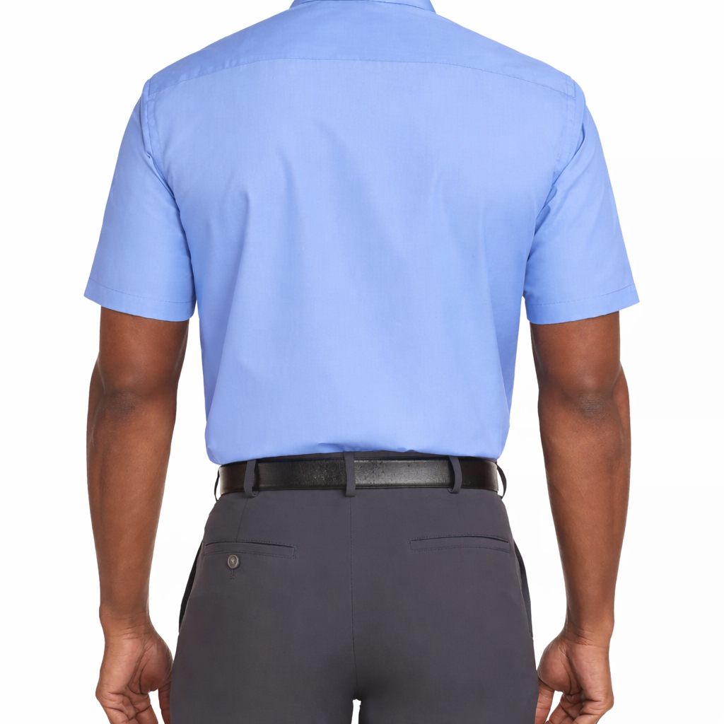 Van Heusen Men's Poplin Solid Short-Sleeve Dress Shirt  Pacifico Size 16