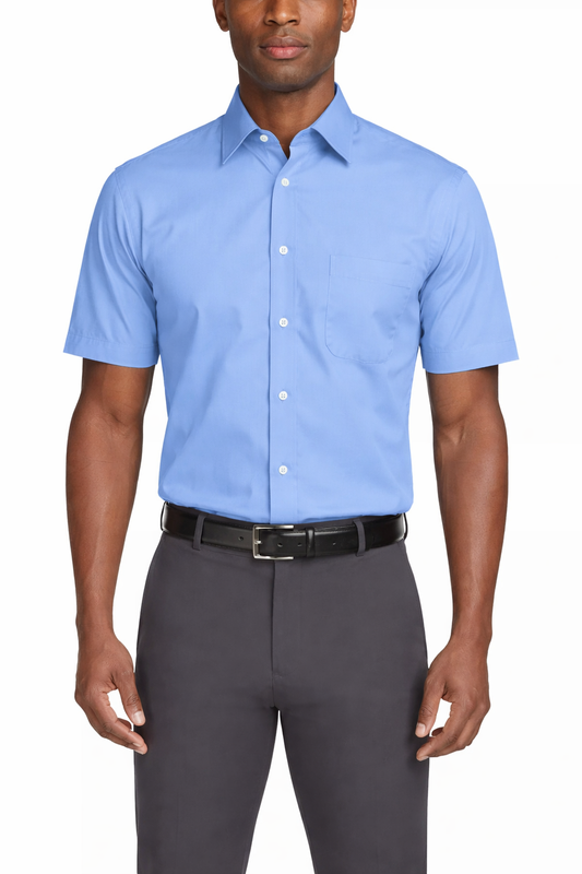 Van Heusen Men's Poplin Solid Short-Sleeve Dress Shirt  Pacifico Size 16