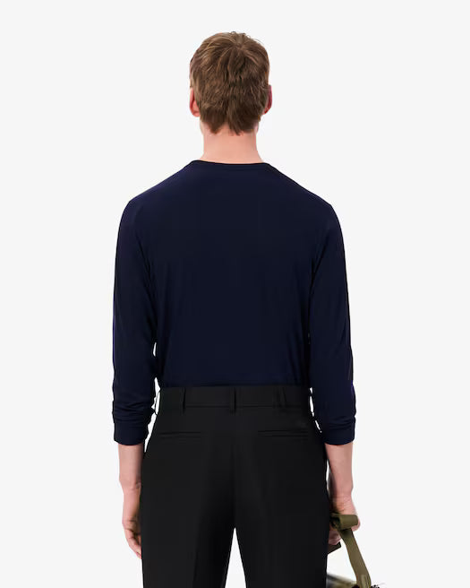 Lacoste Men's Pima Jersey Long Sleeve Crew-Neck T-Shirt  Navy Size L