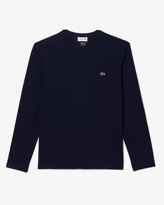 Lacoste Men's Pima Jersey Long Sleeve Crew-Neck T-Shirt  Navy Size L