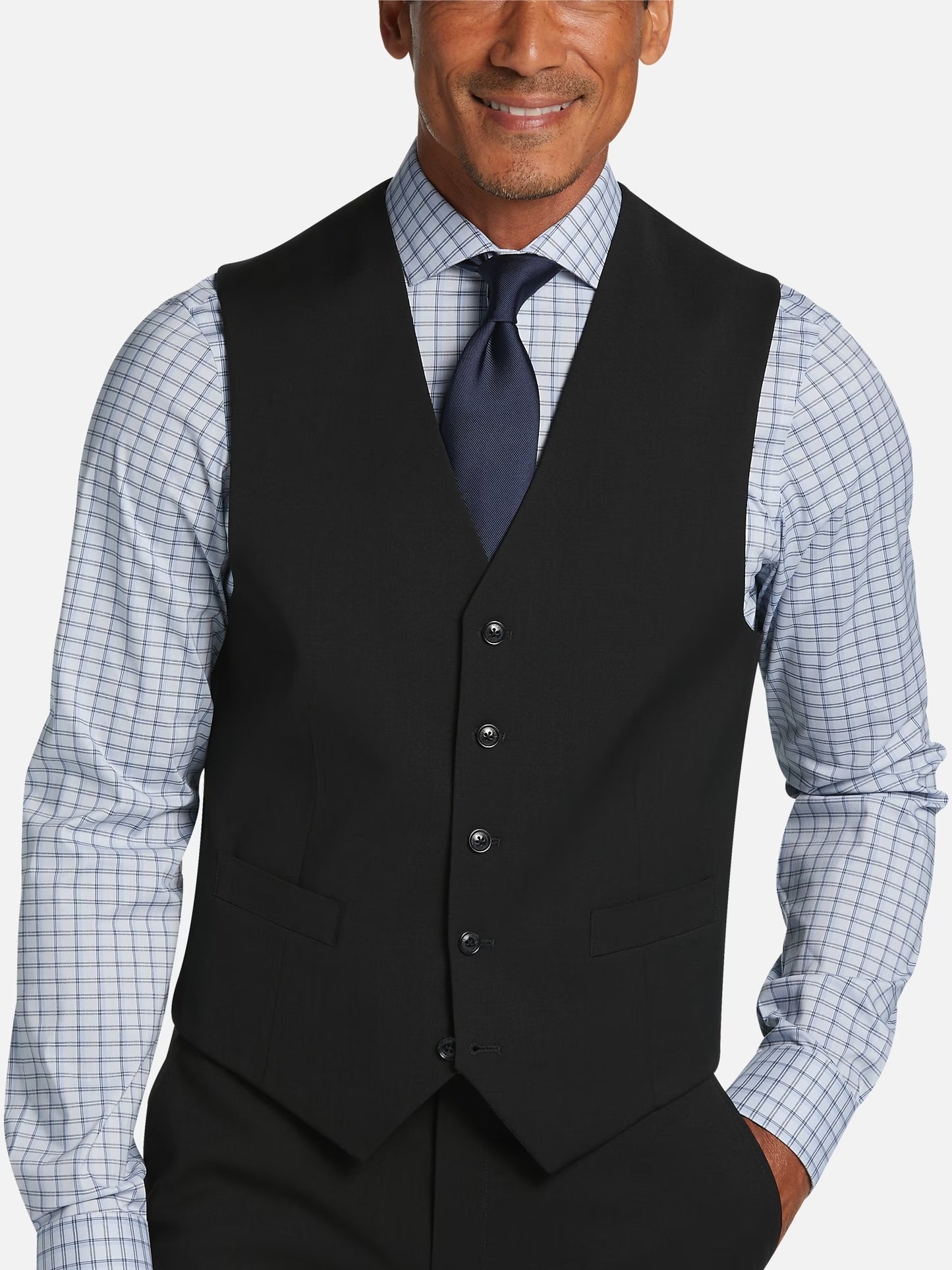 Tommy Hilfiger Men's Modern Fit Suit Separates Vest  Color Black/Navy Size 36S