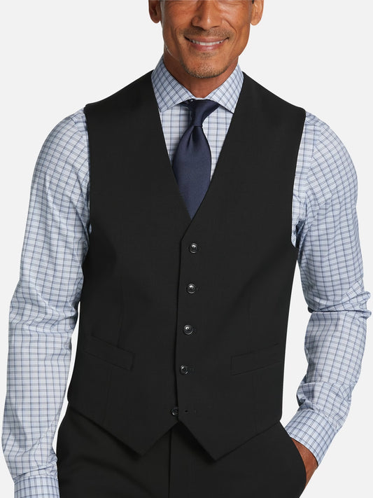 Tommy Hilfiger Men's Modern Fit Suit Separates Vest  Color Black/Navy Size 36S
