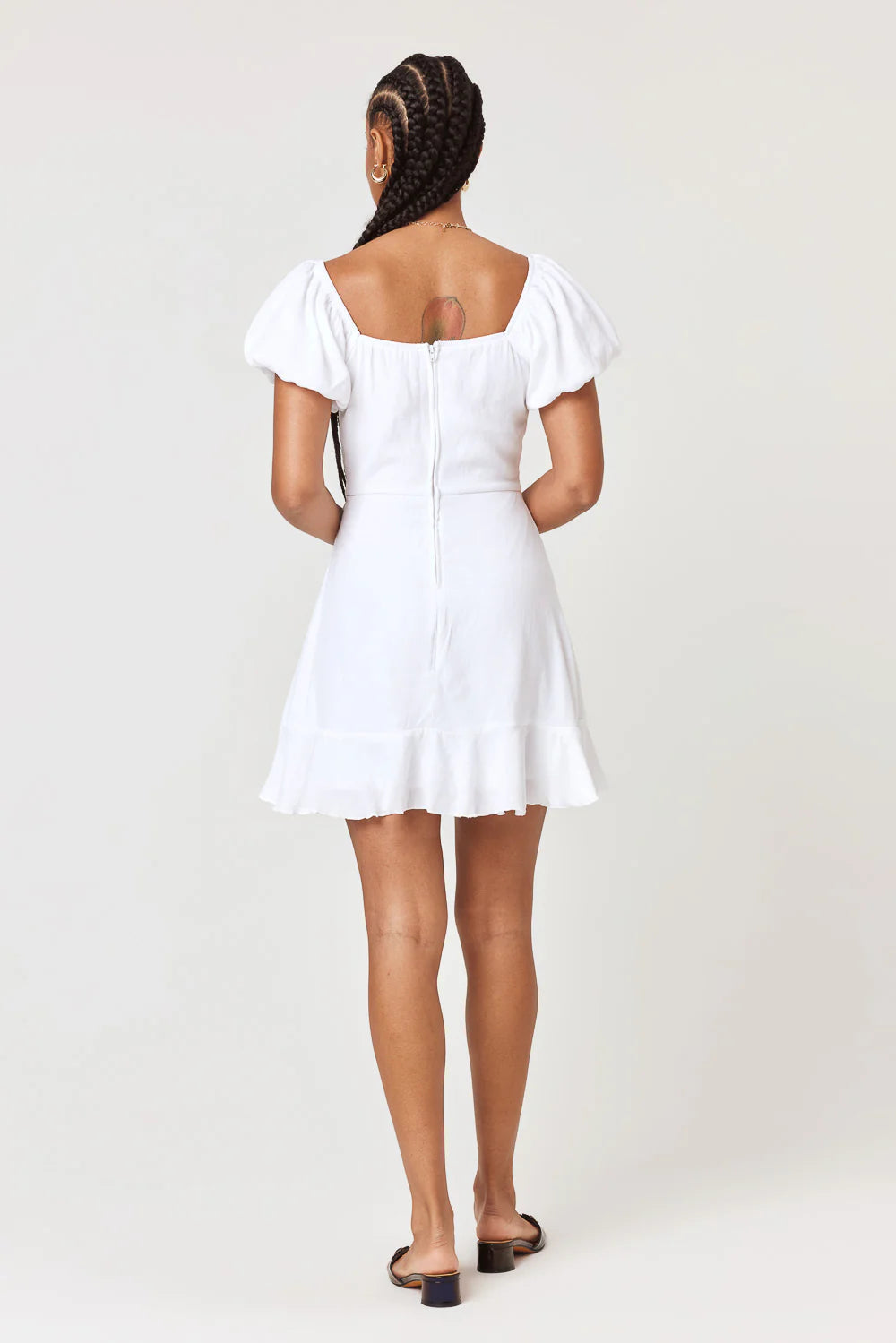 Trixxi Juniors Puff-Sleeve Side-Tie Wrap Dress  Color White Size M