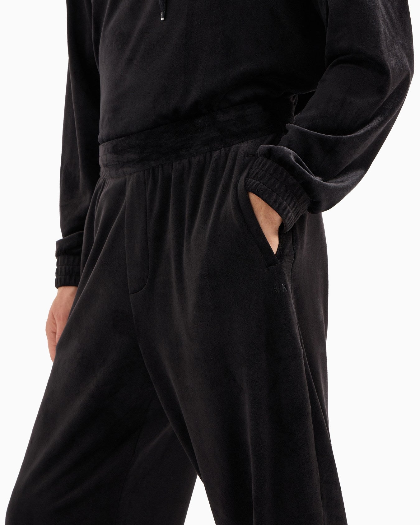 AX Armani Exchange Men's Oversized Velour Jogger Trousers  Black Size M