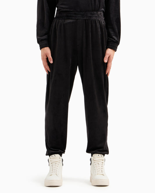 AX Armani Exchange Men's Oversized Velour Jogger Trousers  Black Size M