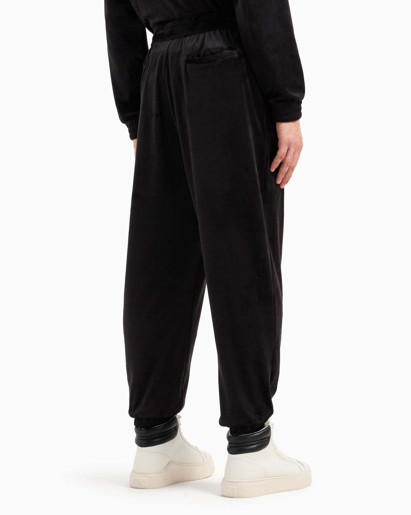 AX Armani Exchange Men's Oversized Velour Jogger Trousers  Black Size M