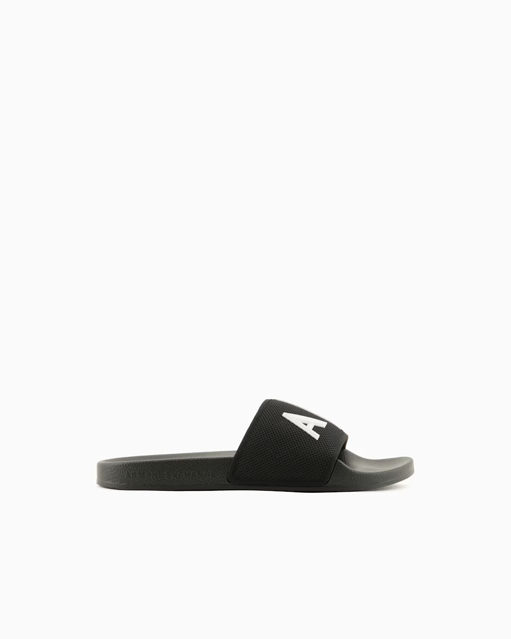 A/X Armani Exchange Men's A|X Logo Wide Strap Sliders  Solid Black Size 8.5