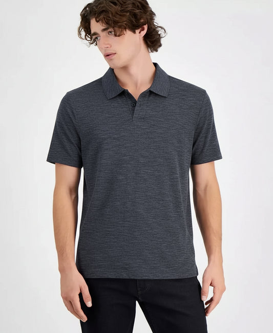 Michael Kors Men's Classic-Fit Textured Space-Dyed Polo Shirt  Dark Chambray Size M