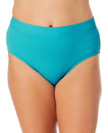 California Waves Trendy Plus Size Banded High-Waist Bikini Bottom  Color Sweet Turquoise Size 1X