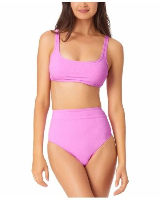 California Waves Juniors High-Waist Bikini Bottom  Color Orchid Size L