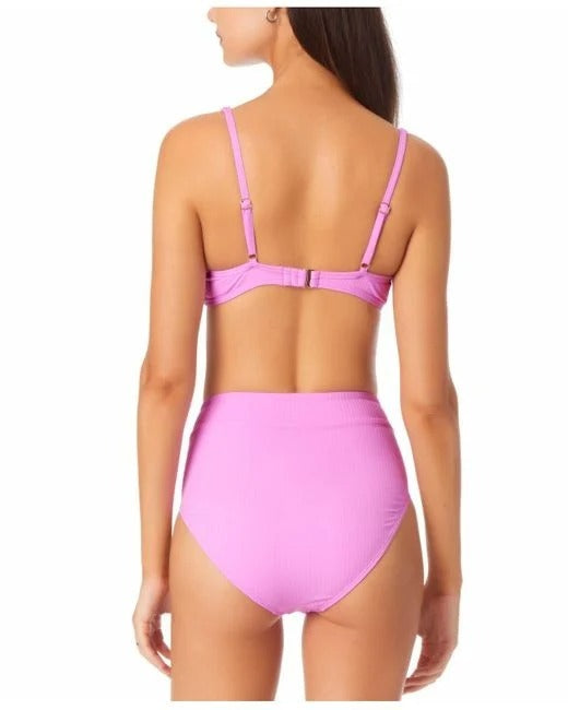 California Waves Juniors High-Waist Bikini Bottom  Color Orchid Size L
